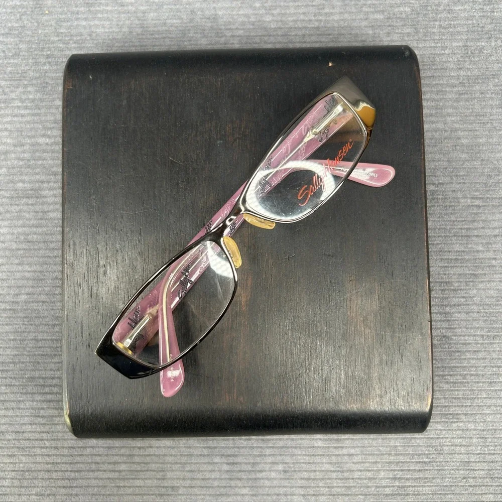 Sally Hansen Y2k Eyeglass Frames Gunmetal Purple Rectangular Lilac Pattern